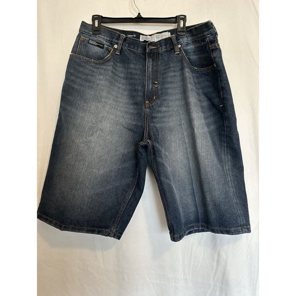 RocaWear Denim Blue Shorts Size 28 Inseam 12 in Loose Fit, Skate, Hip Hop - Picture 2 of 13